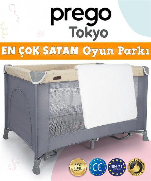 Prego Tokyo Oyun Parkı 70*110 Cm Gri + Yatak Hediyeli