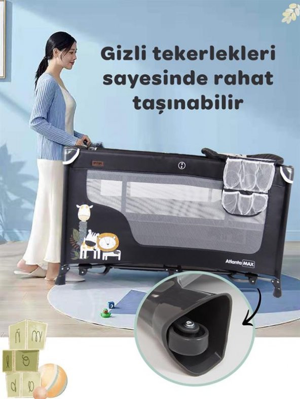 Prego Atlanta Oyun Parkı 70*120 Cm Füme + Yatak Hediyeli - 4