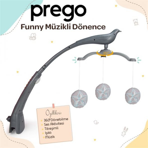 Prego Premium Anne Yanı Dönenceli Oyun Parkı 70*120 Cm Gri + Yatak Hediyeli - 2