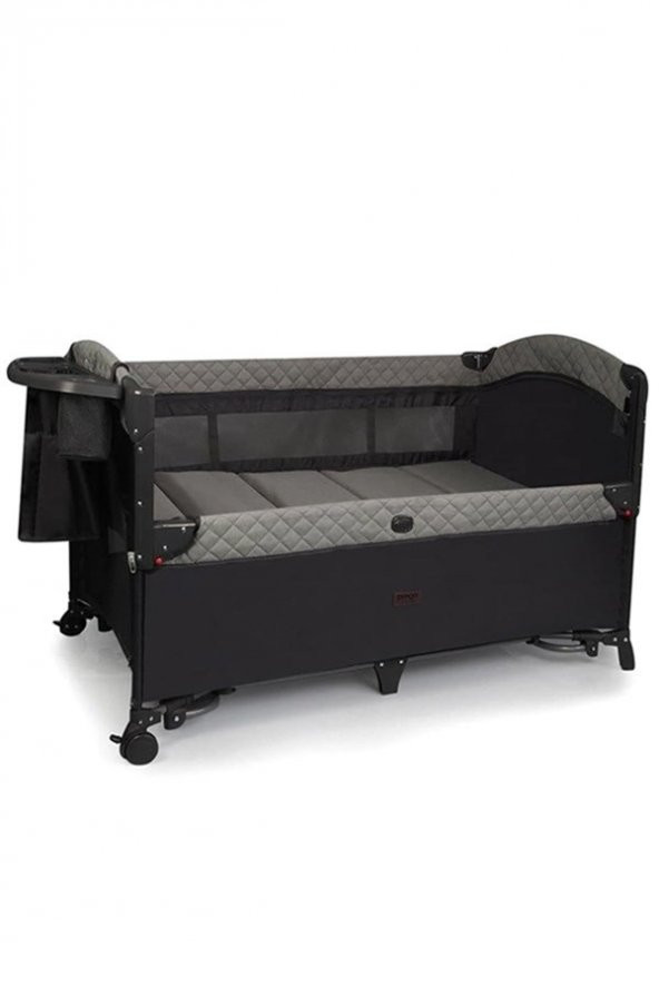 Prego Premium Anne Yanı Dönenceli Oyun Parkı 70*120 Cm Gri + Yatak Hediyeli - 3