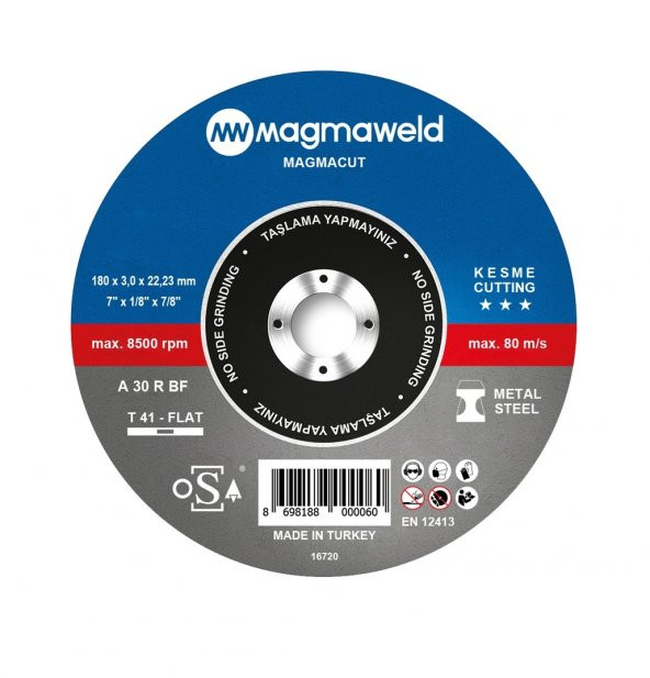 Magmaweld Magmacut Kesme Taşı Düz 180 X 3.0 X 22 mm 10 Ad