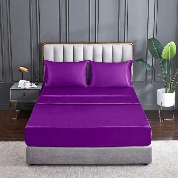Koyu Mor Ipek Saten Yastık Kılıfı 50 X 70 2li - 2