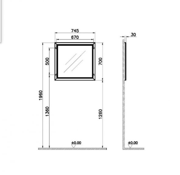 Vitra Valarte 80cm Gri Banyo Dolabı Aynalı Üst Modül 62217 - Resim 2