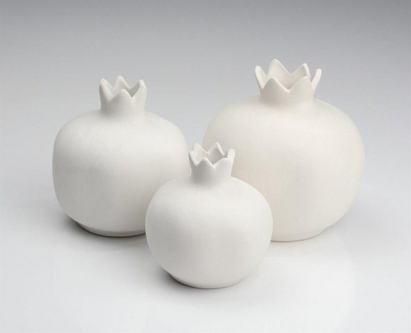 Nar | Seramik Bisküvi | 3lü Set | Boyanabilir Obje (HAM ÜRÜN) ürün görseli