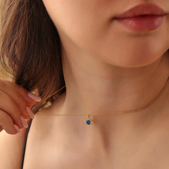 925 Ayar Gümüş Göz Nazarlık Kolye - Resim 2