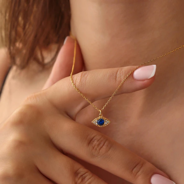 925 Ayar Gümüş Göz Nazarlık Kolye ürün görseli 1