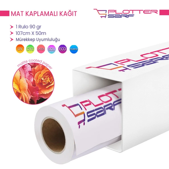 PlotterSarf Premium Matt Coated Kağıt (Kaplamalı) 90 gr Rulo 107cm x 50mt (1 Rulo) ürün görseli