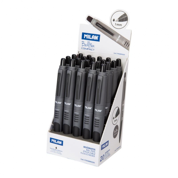 MILAN 17656890220 COMPACT SİYAH TÜKENMEZ KALEM - 20ADET - 6