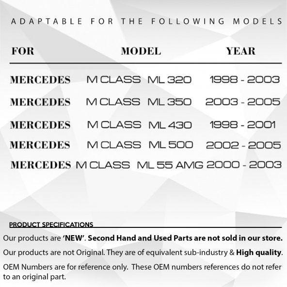 Mercedes ML W163 için Kapı Kilit Plastiği ve Yayı (Sağ&Sol) - 7