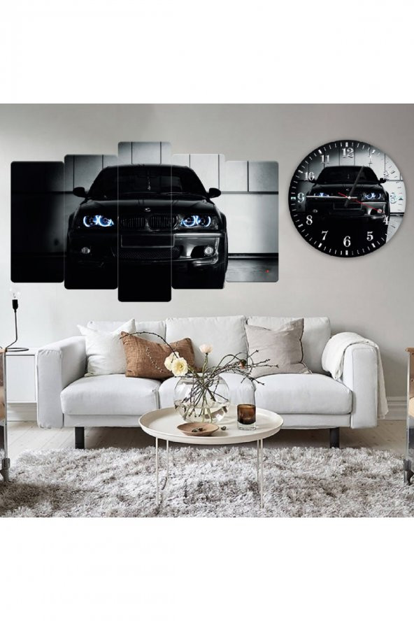 Dekorvia DEKORVİA 5 PARÇA MDF ARABA TABLO VE MDF SAAT KOMBİN - 1