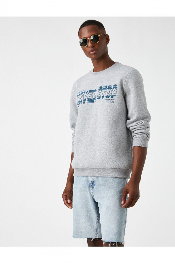 Bisiklet Yaka Baskılı Sweatshirt - 2