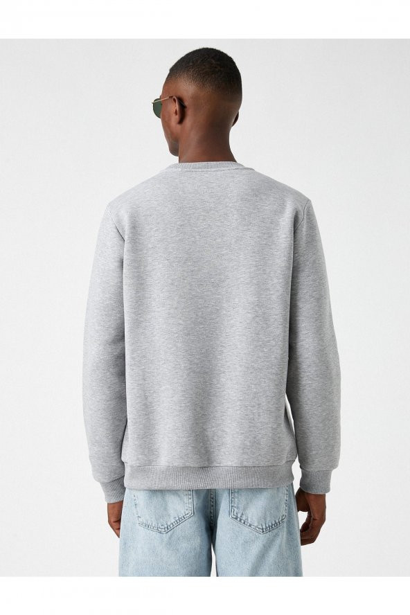 Bisiklet Yaka Baskılı Sweatshirt - 4