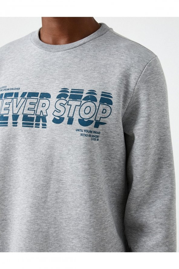 Bisiklet Yaka Baskılı Sweatshirt - 5