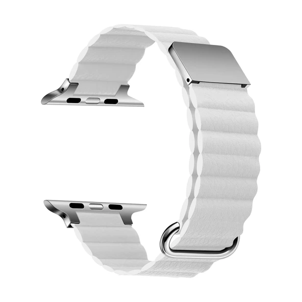 ​​​Apple Watch 38mm KRD-78 PU Deri Kordon Strap Kayış Lyon Tech  Beyaz