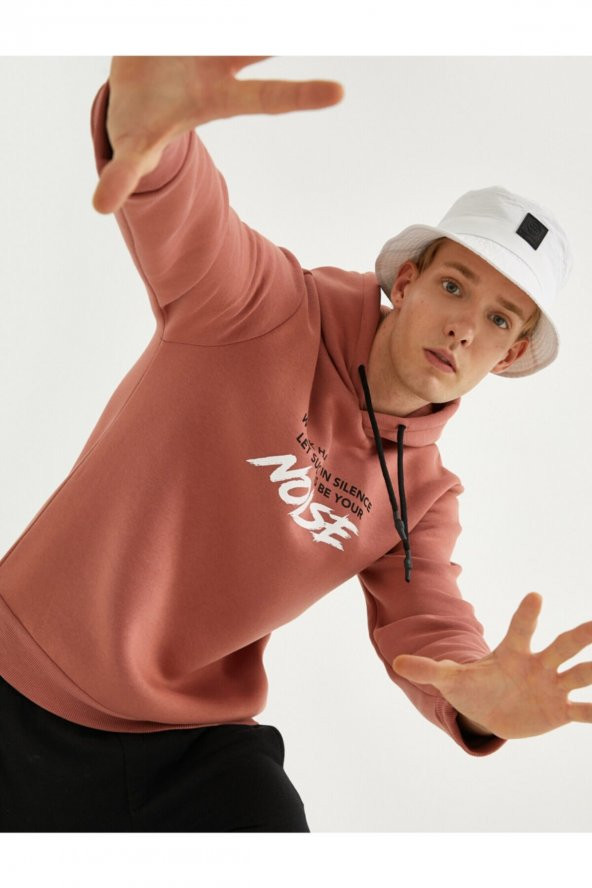 Erkek Pembe Baskılı Oversize Sweatshirt - 2