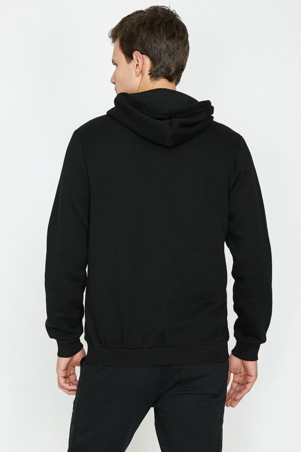 Erkek Siyah Kapüşonlu Sweatshirt 9KAM71593LK - 3