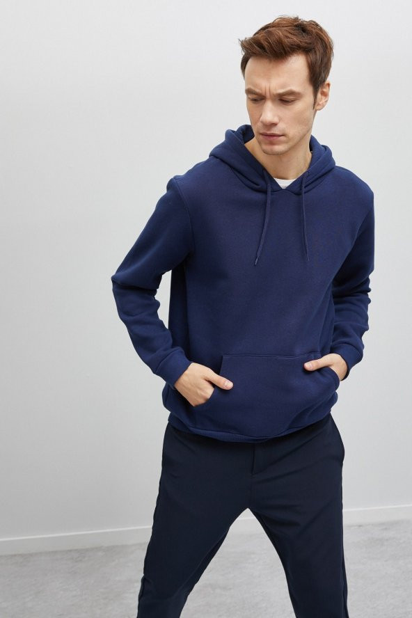 Erkek Siyah Kapüşonlu Sweatshirt 9KAM71593LK - 5