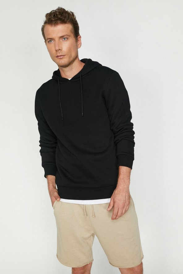 Erkek Siyah Kapüsonlu Sweatshirt 0KAM71593LK - 3