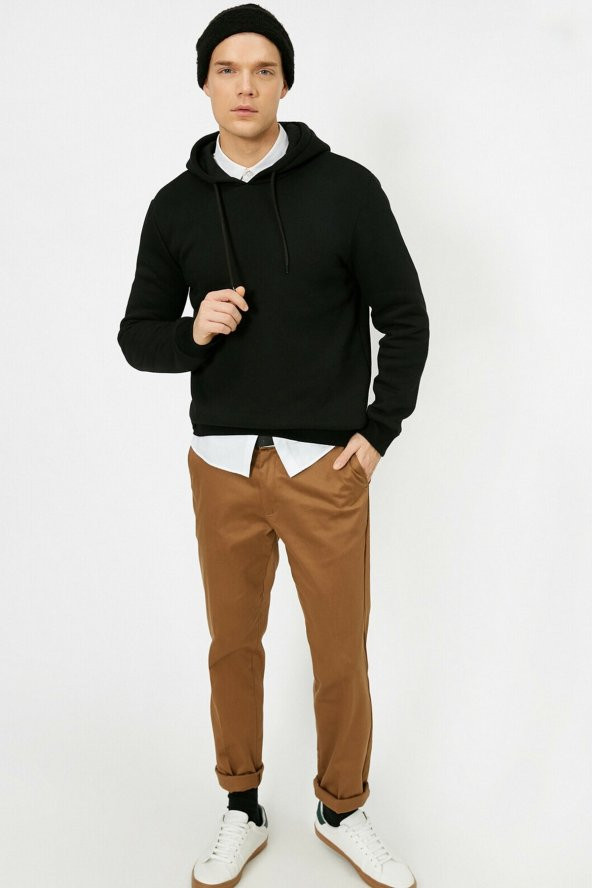 Erkek Siyah Kapüsonlu Sweatshirt 0YAM71593LK - 2
