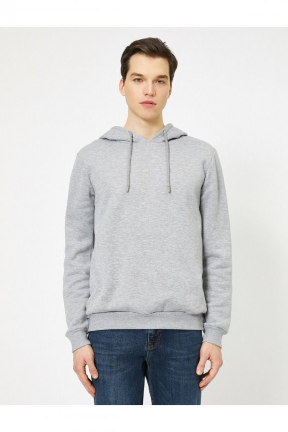 Erkek Siyah Kapüsonlu Sweatshirt 0YAM71593LK - 7