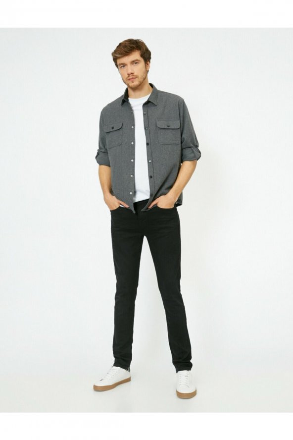 Erkek Siyah Skinny Fit Jean Pantolon - 2