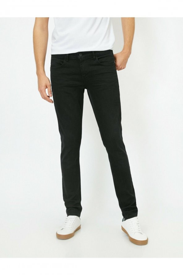 Erkek Siyah Skinny Fit Jean Pantolon - 3
