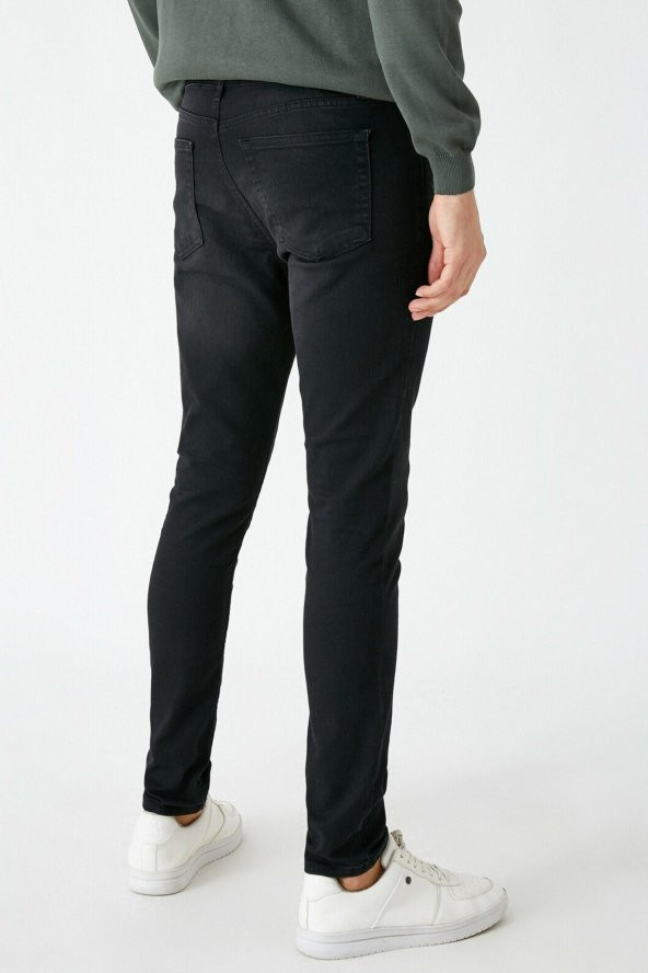 Erkek Siyah Skinny Fit Jean Pantolon - 4