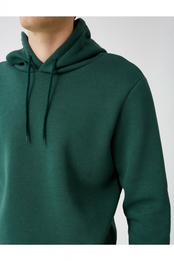 Erkek Yeşil Kapüsonlu Uzun Kollu Sweatshirt - 5