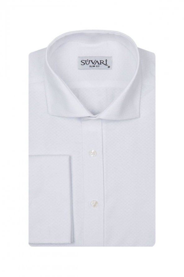 Slim Fit Armür Desenli Erkek Gömlek