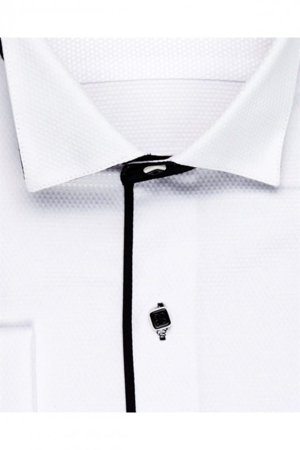 Ata Yaka Slim Fit Siyah Çizgili Erkek Gömlek - 2