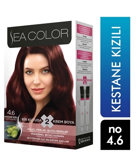 Sea Color 2'li Krem Saç Boyası 4/6 Kestane Kızıl