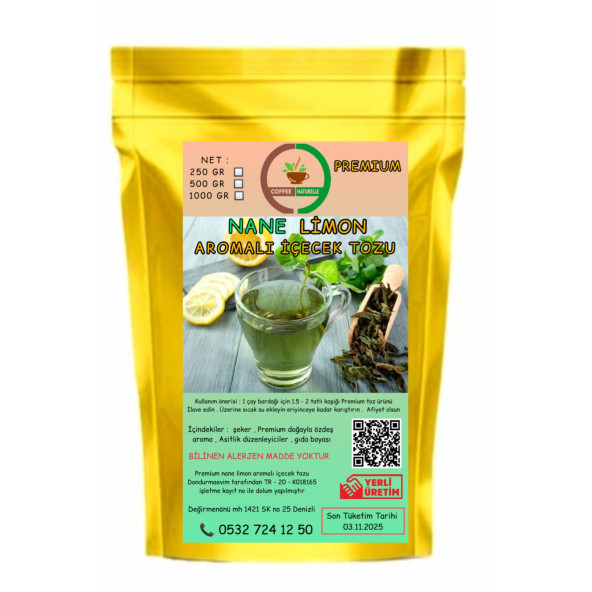Nane Limon Aromalı İçecek Tozu 1 kg