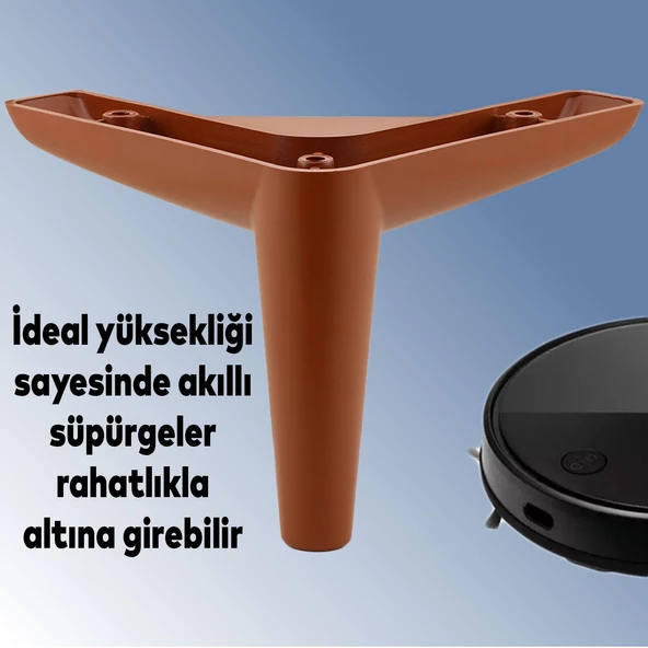 Piko Lüks Mobilya Kanepe Sehpa Tv Ünitesi Koltuk Ayağı 12 Cm Kahverengi Baza Ayakları - 3