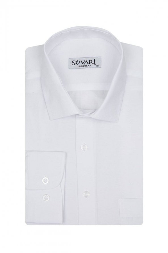 SÜVARİ CLASSİCS RAHAT KALIP ÖZEL WONDER DÜZ KUMAŞ CEPLİ BEYAZ GÖMLEK