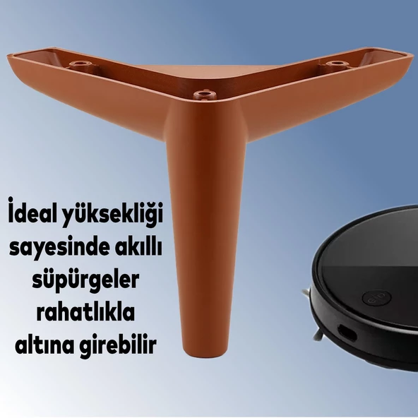 Piko Lüks Mobilya Kanepe Sehpa Tv Ünitesi Koltuk Ayağı 14 Cm Kahverengi Baza Ayakları - 3