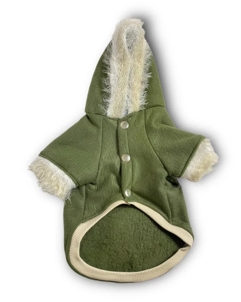 Furry Cream Kapşonlu Sweatshirt Ceket Kedi Süeteri Kıyafeti - 2