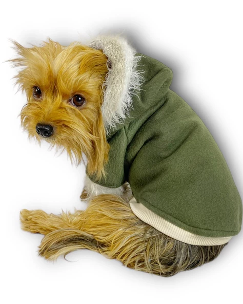 Furry Cream Kapşonlu Ceket Sweat by Kemique Köpek Kazağı - 3