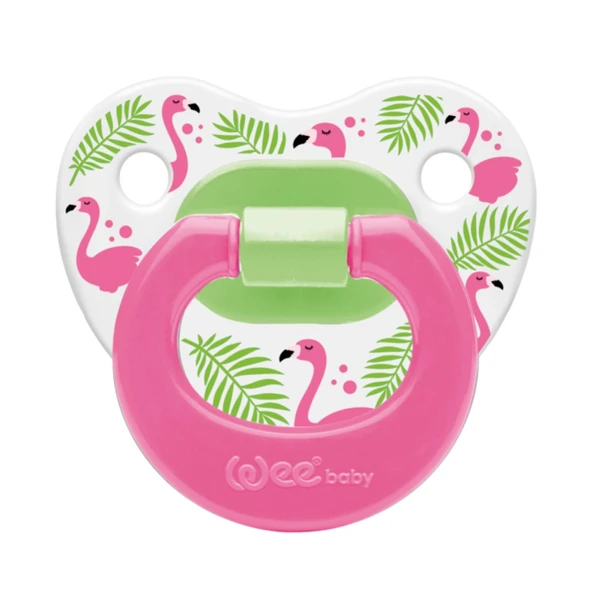 Wee 835 Desenli Silikon Damaklı Emzik No:3 Pembe