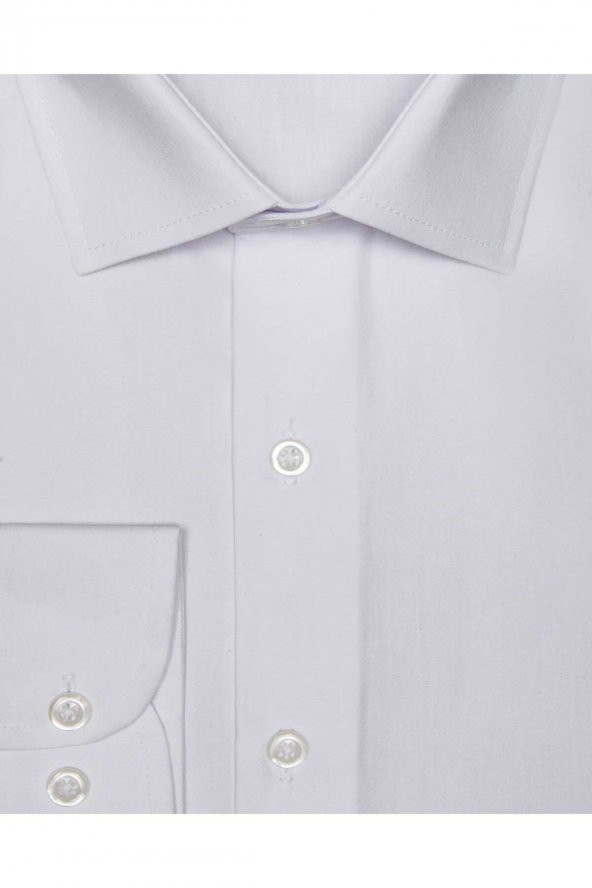 Slim Fit Filafil Beyaz Erkek Gömlek - Resim 2