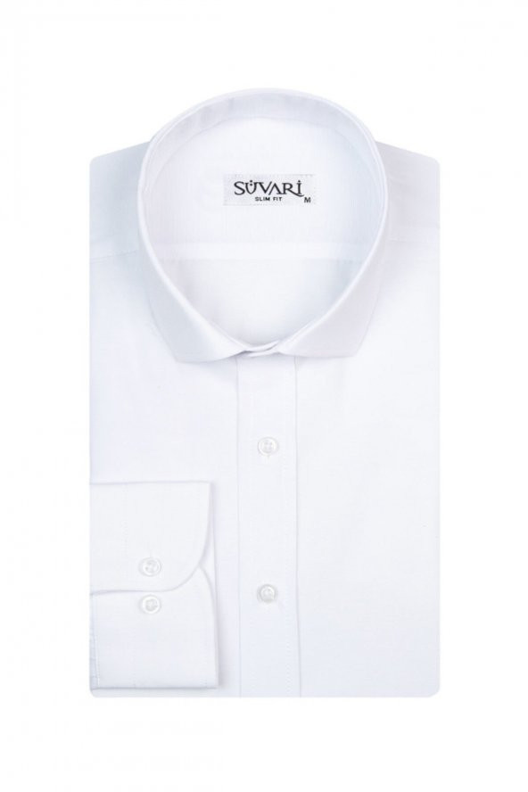 Slim Fit Filafil Beyaz Erkek Gömlek