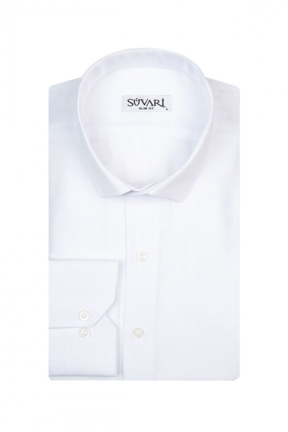 Slim Fit Filafil Beyaz Erkek Gömlek ürün görseli