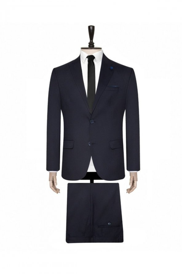 6 Drop Slim Fit Lacivert Yeleksiz Düz Takım Elbise