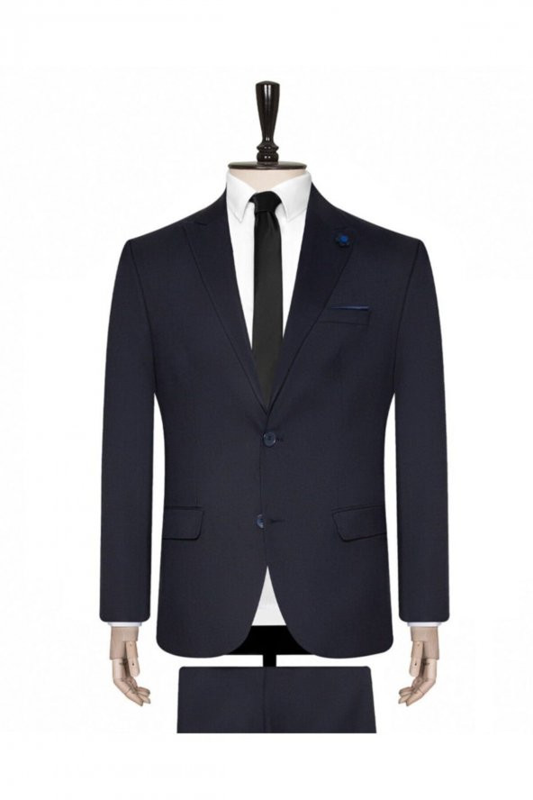 6 Drop Slim Fit Lacivert Yeleksiz Düz Takım Elbise - 2