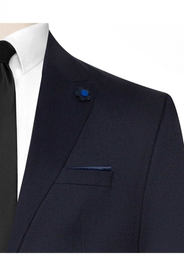 6 Drop Slim Fit Lacivert Yeleksiz Düz Takım Elbise - 3