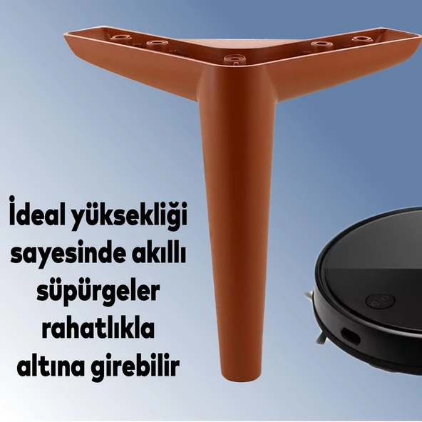 Piko Lüks Mobilya Kanepe Tv Ünitesi Konsol Koltuk Ayağı 17 Cm Kahverengi Baza Ayakları - 3