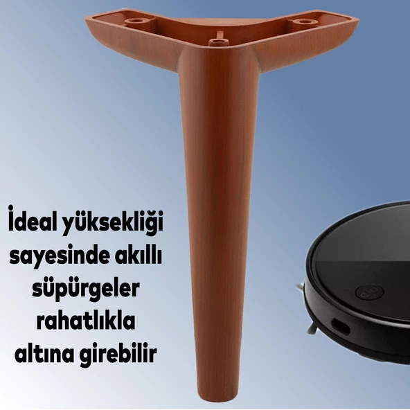 Piko Lüks Mobilya Kanepe Tv Ünitesi Konsol Koltuk Ayağı 19 Cm Ahşap Desenli Kahve Ayakları - 3