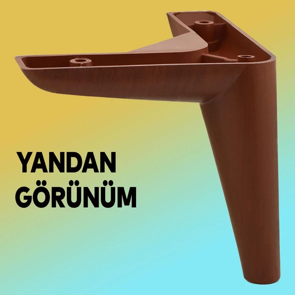 Piko Lüks Mobilya Kanepe Sehpa Tv Ünitesi Koltuk Ayağı 12 Cm Ahşap Desenli Kahve Baza Ayakları - 6