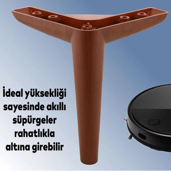 Piko Lüks Mobilya Kanepe Tv Ünitesi Konsol Koltuk Ayağı 17 Cm Ahşap Desenli Kahve Baza Ayakları - 3