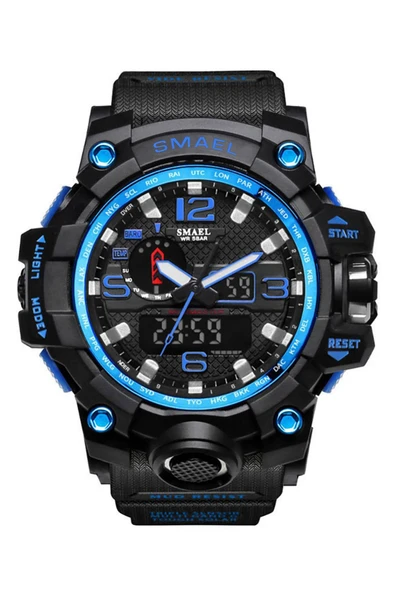 Erkek Kol Saati Analog Dijital Spor Siyah Moda Trend Saat Siyah Mavi 1545 ürün görseli 1