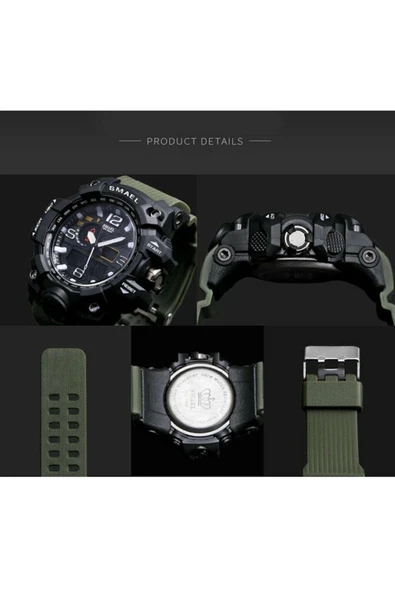 1545 Erkek Kol Saati Analog Dijital Spor  Siyah Moda Trend - Resim 5